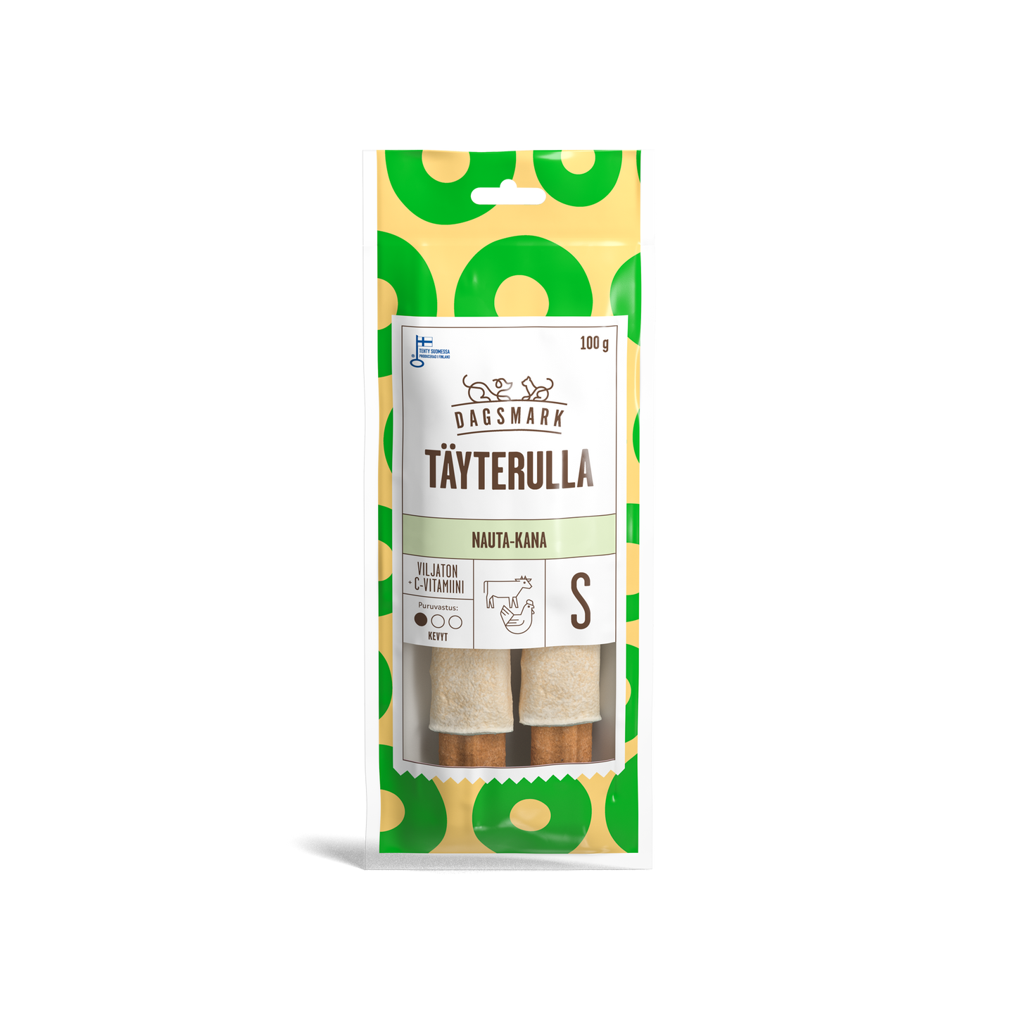 Dagsmark täyterulla nauta-kana S 100 g Nordic Pet Shop
