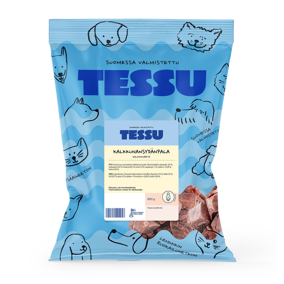 TESSU Kalkkunansydänpala 800 g Nordic Pet Shop