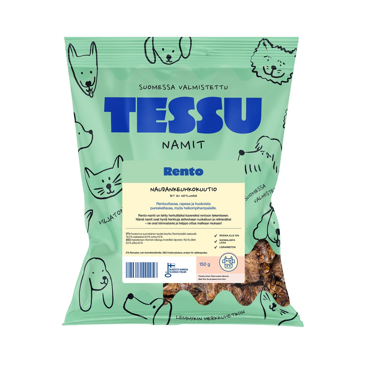 TESSU Rento Naudankeuhkokuutio 150 g Nordic Pet Shop