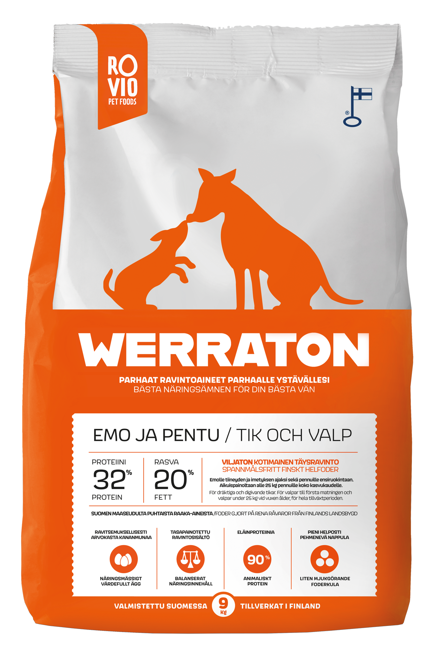Werraton Emo ja Pentu koiran kuivaruoka 9 kg