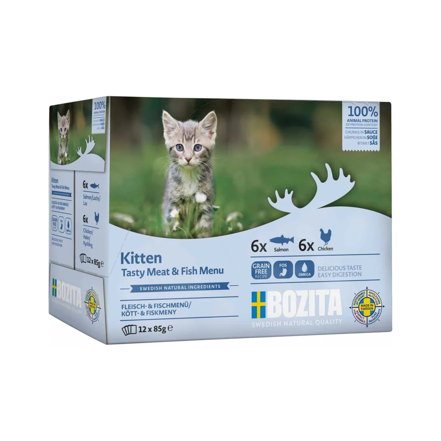 Bozita Feline Kitten liha- ja kalalajitelma kastikkeessa kissanpennuille 12 x 85 g multipack Nordic Pet Shop