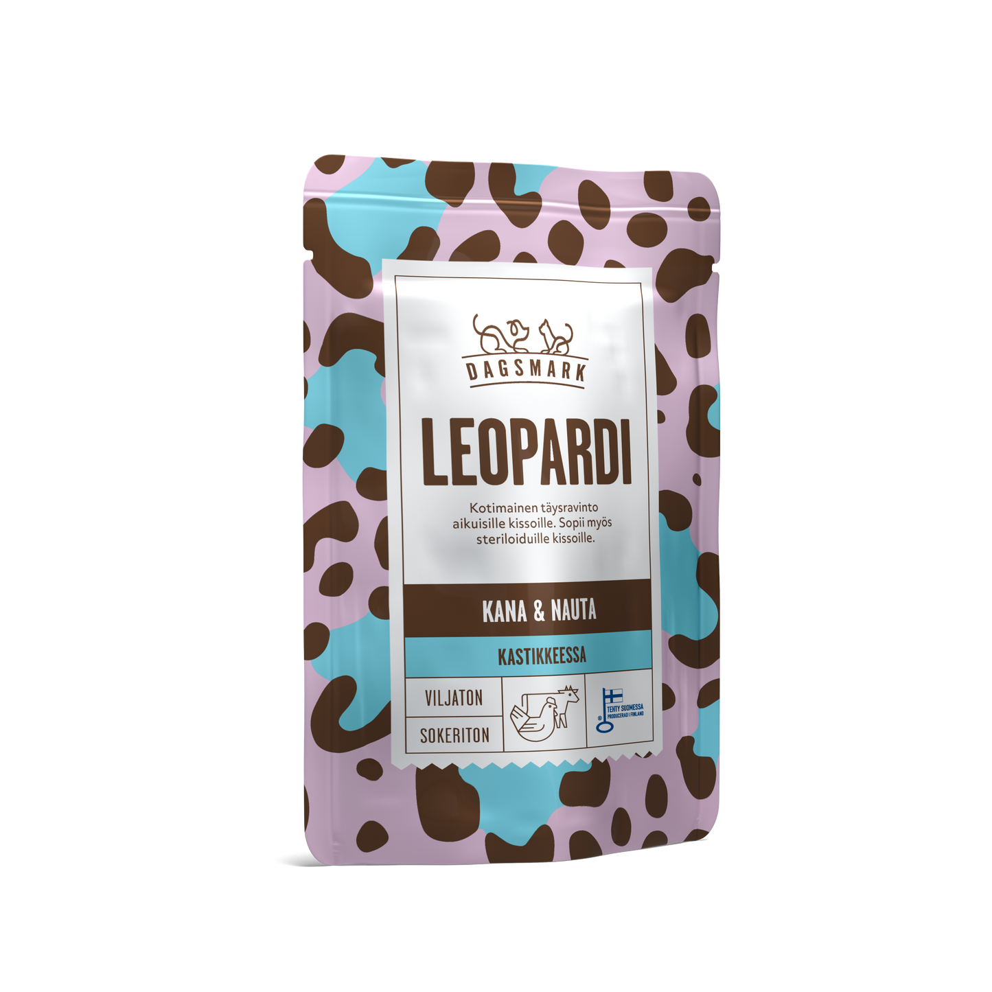 Dagsmark LEOPARDI kana-nauta kastikkeessa märkäruoka kissalle 8 X 80 g multipack Nordic Pet Shop