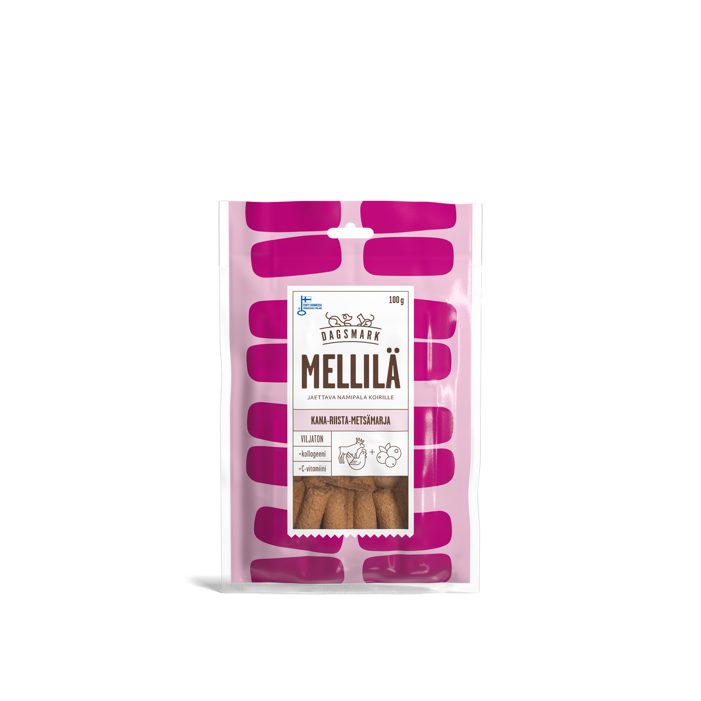 Dagsmark MELLILÄ kana-riista-metsämarja koirannamit 100 g Nordic Pet Shop