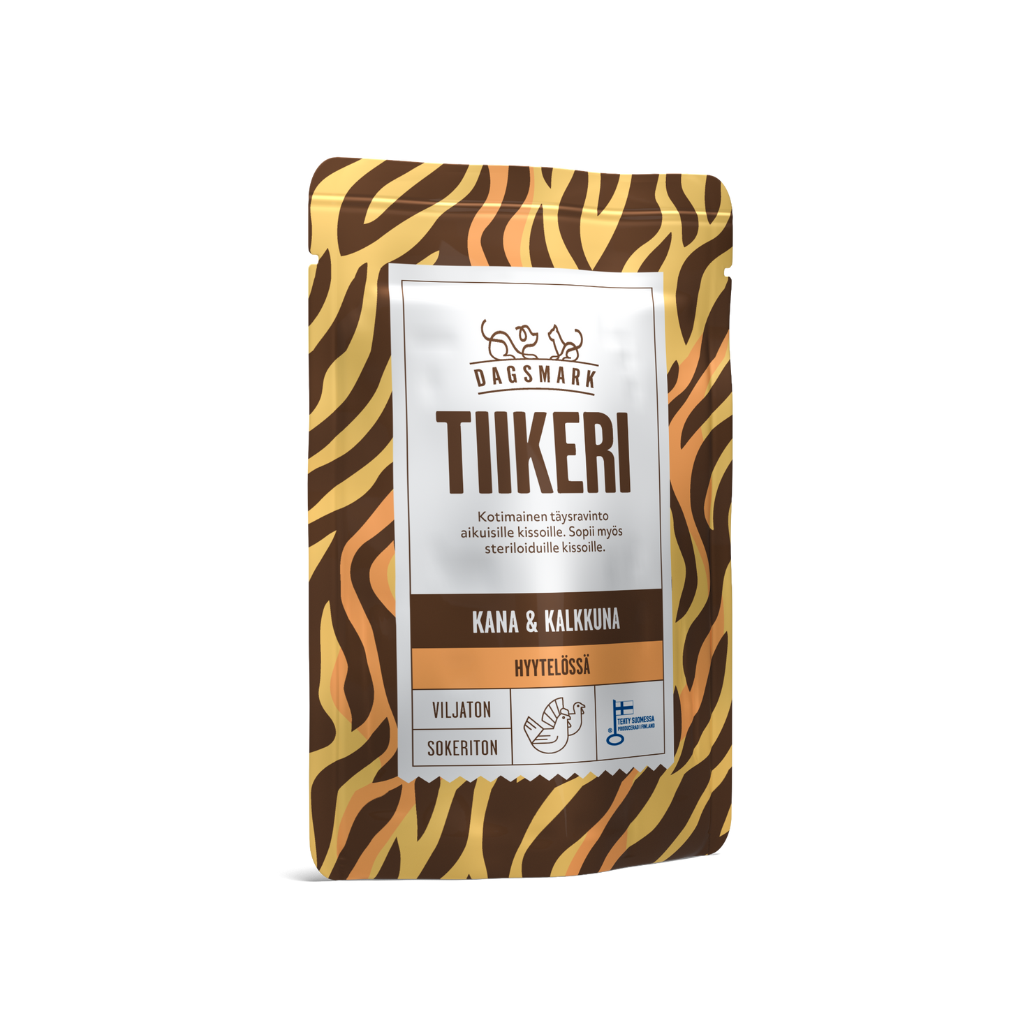 Dagsmark TIIKERI kana-kalkkuna hyytelössä märkäruoka kissalle 8 X 80 g multipack Nordic Pet Shop