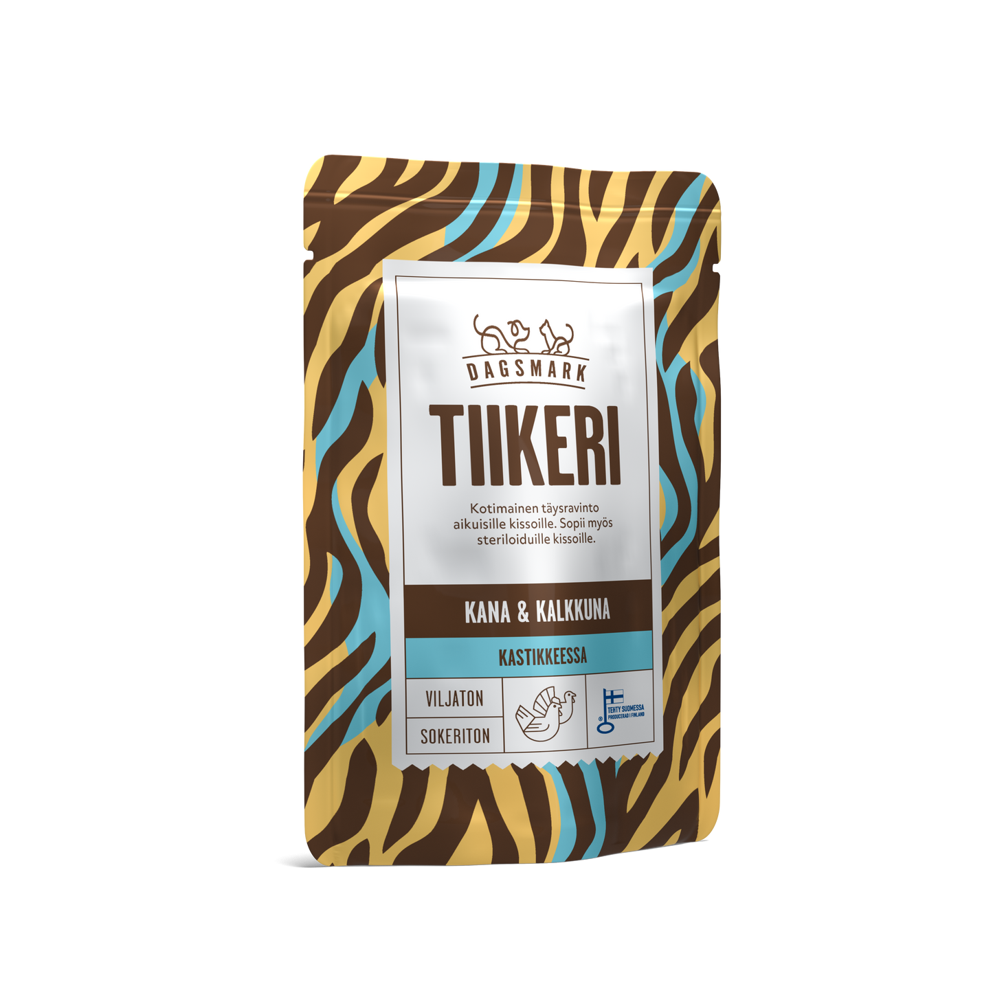 Dagsmark TIIKERI kana-kalkkuna kastikkeessa -märkäruoka kissalle 8 X 80 g multipack Nordic Pet Shop
