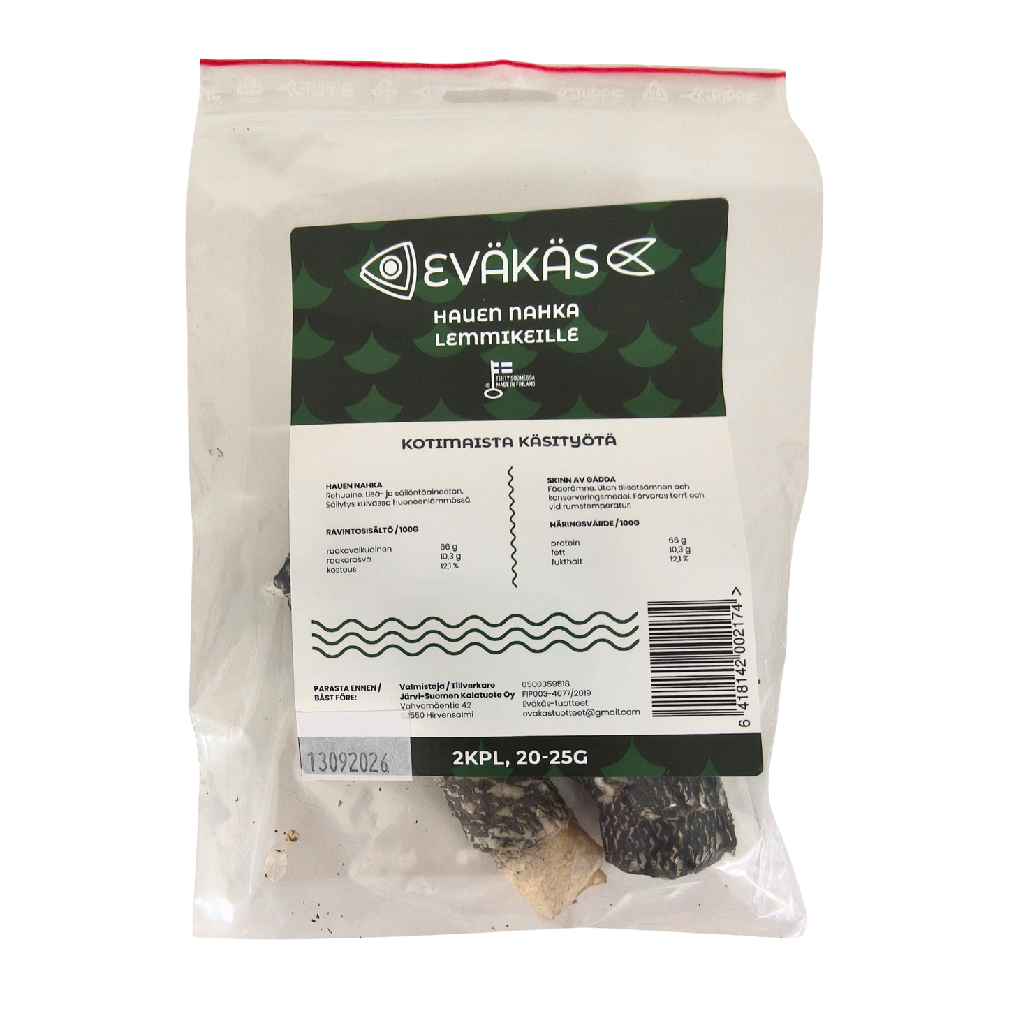 EVÄKÄS Kuivattu hauennahka 2 kpl Nordic Pet Shop