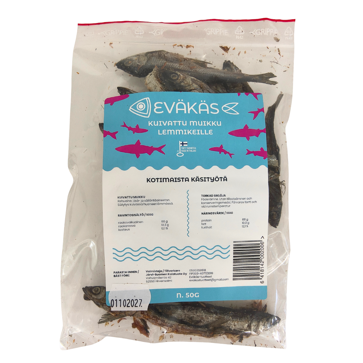 EVÄKÄS Kuivattu muikku 50 g Nordic Pet Shop
