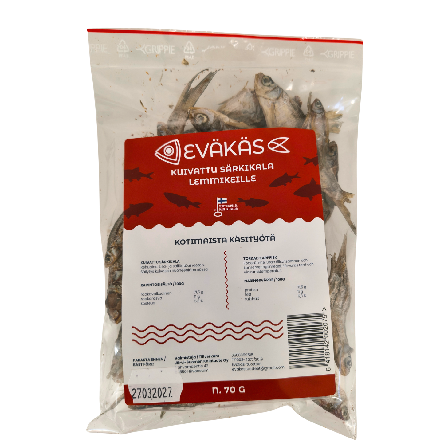 EVÄKÄS Kuivattu särkikala 70 g Nordic Pet Shop