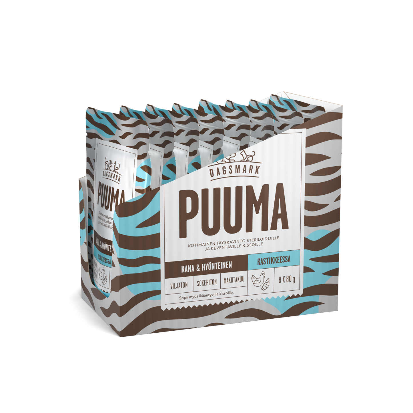 Dagsmark PUUMA kanaa ja hyönteisiä kastikkeessa 8 x 80 g multipack