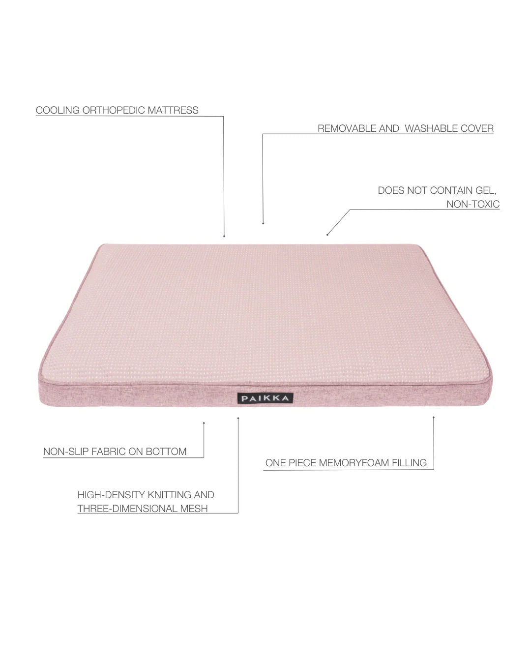 PAIKKA Cooling Orthopedic Mattress 120 cm, pinkki Nordic Pet Shop