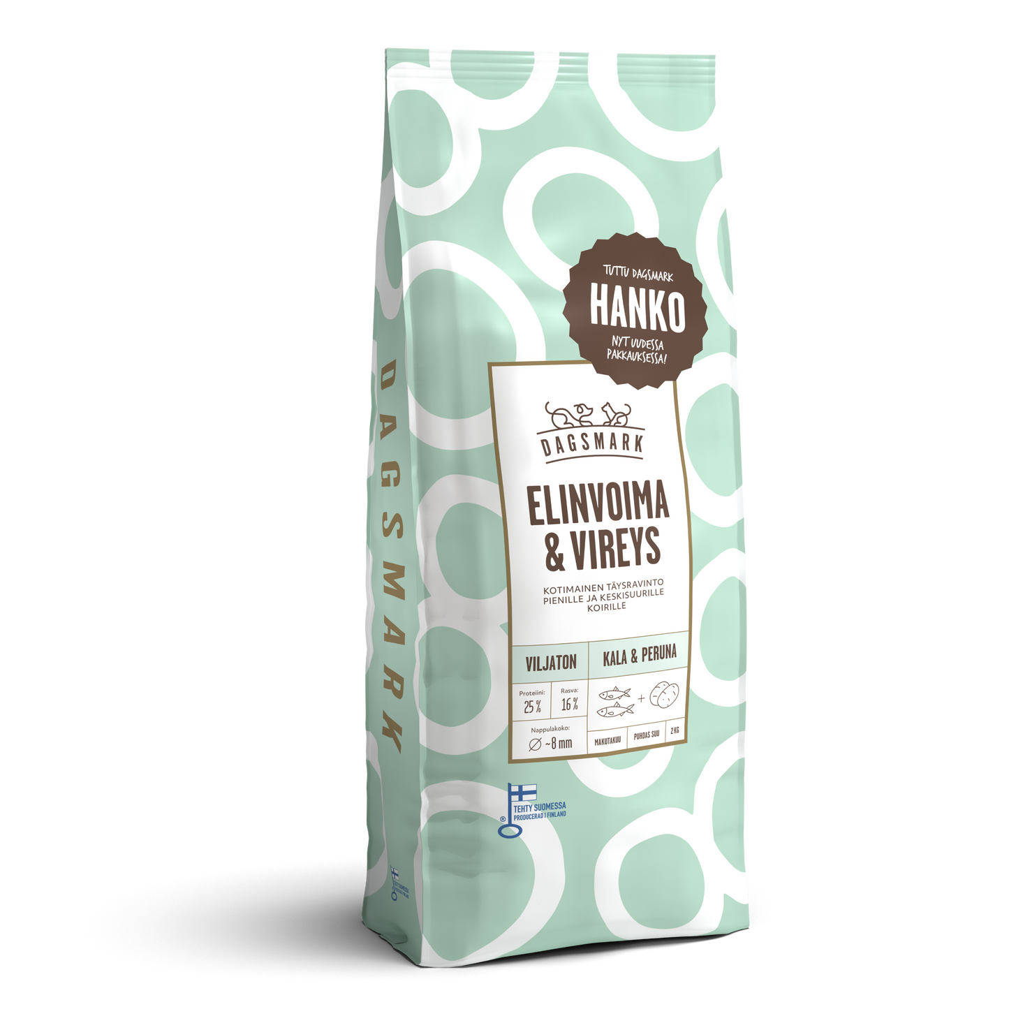 Dagsmark ELINVOIMA & VIREYS kala-peruna koiran kuivaruoka 2 kg