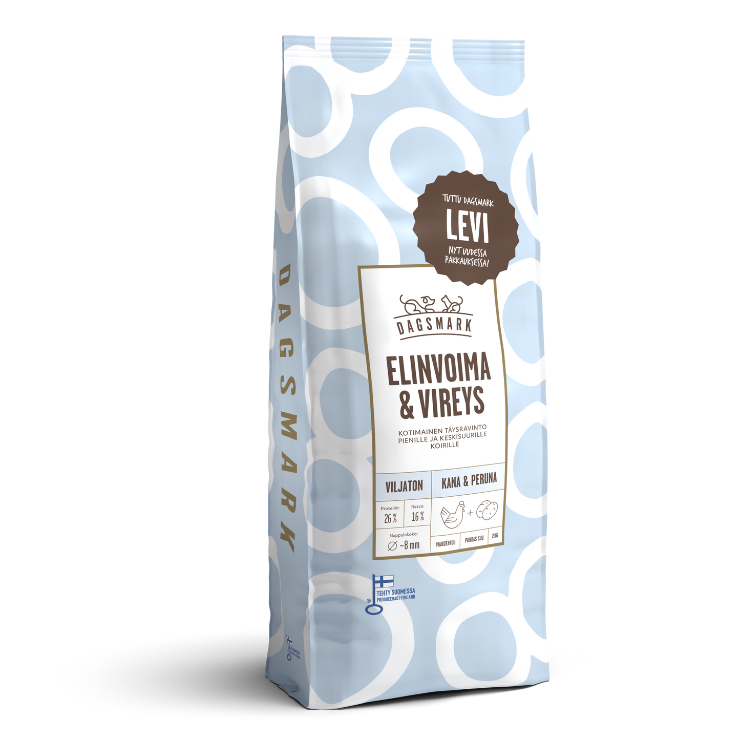 Dagsmark ELINVOIMA & VIREYS kana-peruna koiran kuivaruoka 2 kg