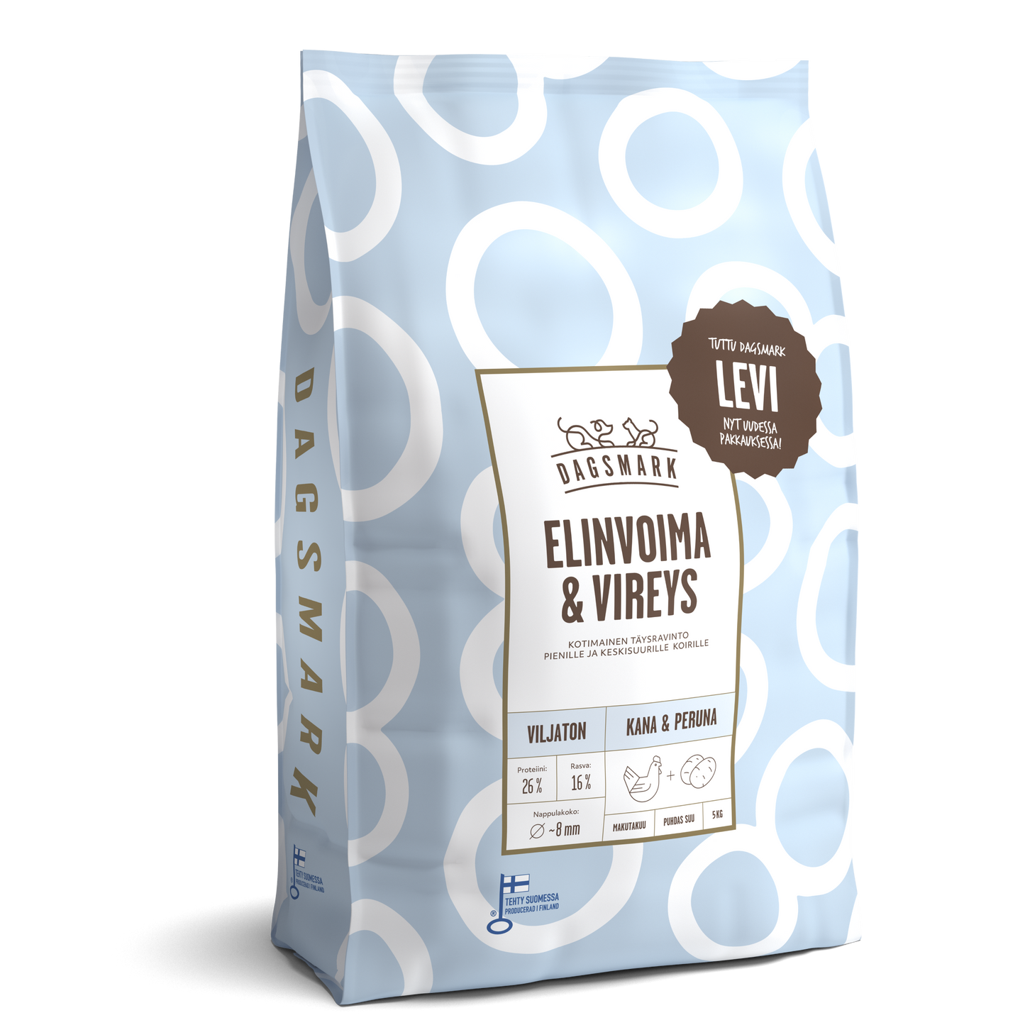 Dagsmark ELINVOIMA & VIREYS kana-peruna koiran kuivaruoka 5 kg