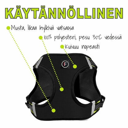 FINNERO HALI -liivivaljas pienille lemmikeille, musta/keltainen