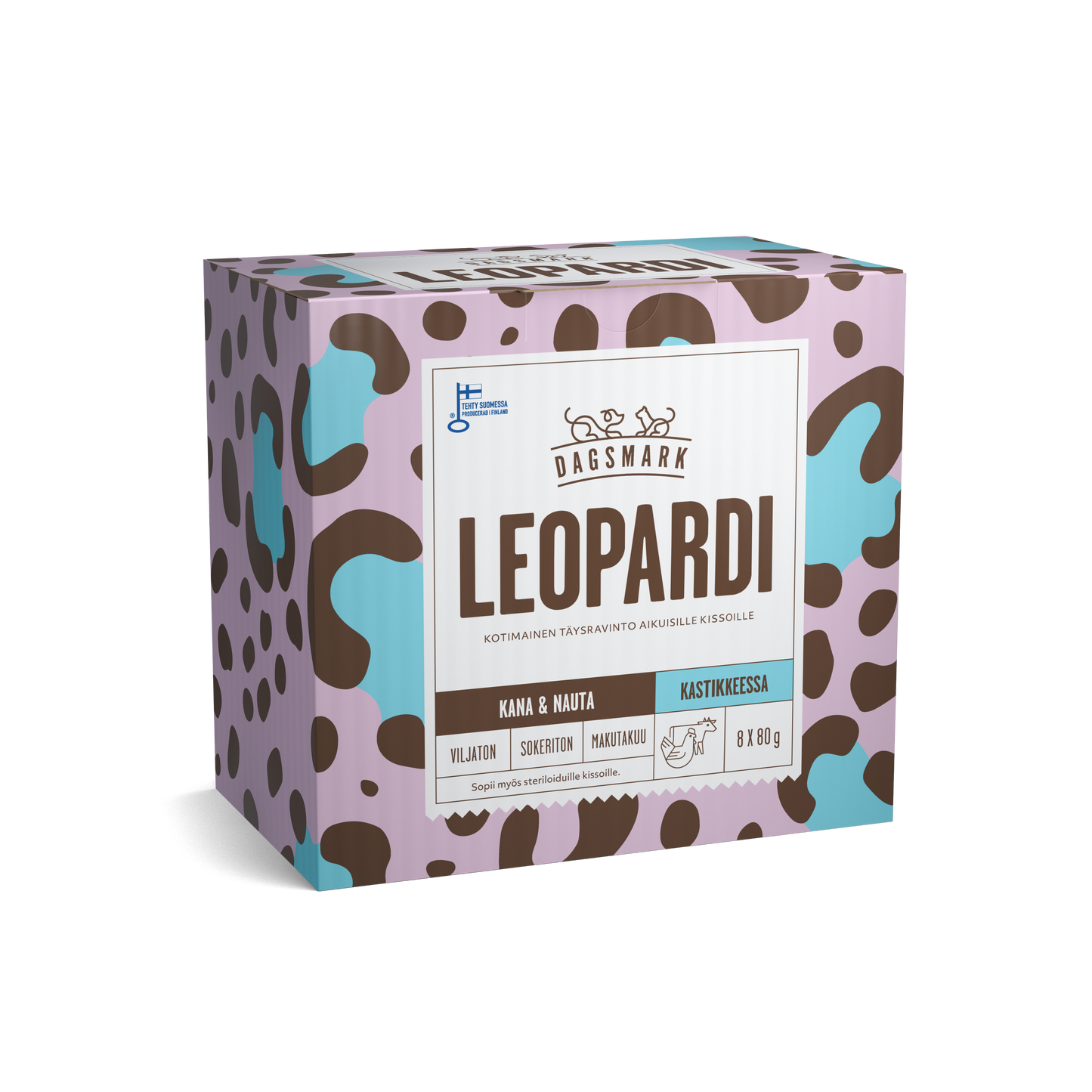 Dagsmark LEOPARDI kana-nauta kastikkeessa -märkäruoka kissalle 8 X 80 g multipack