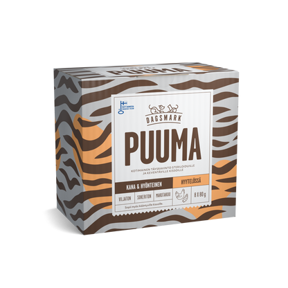 Dagsmark PUUMA kanaa ja hyönteisiä hyytelössä 8 x 80 g multipack