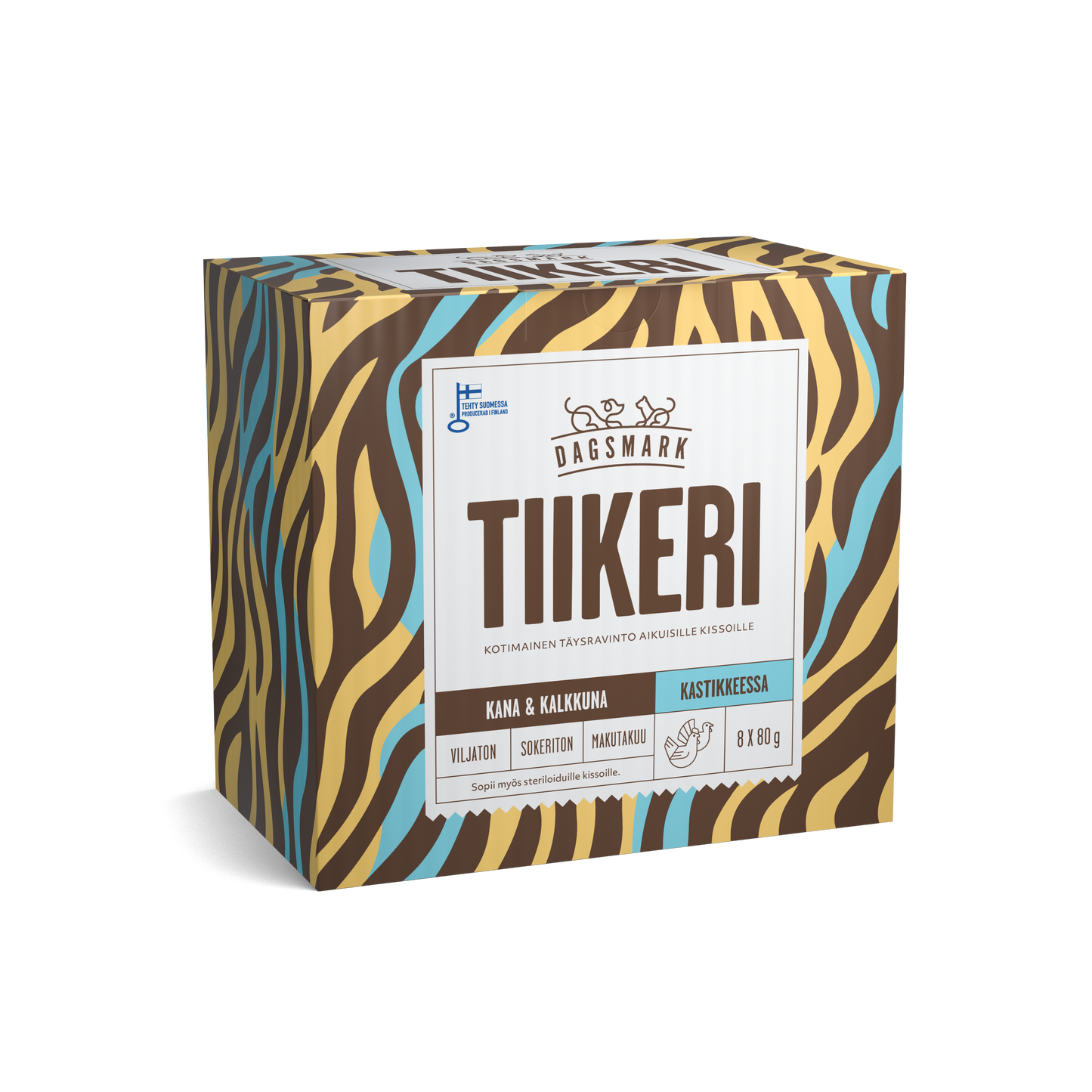 Dagsmark TIIKERI kana-kalkkuna kastikkeessa -märkäruoka kissalle 8 X 80 g multipack