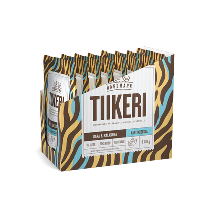 Dagsmark TIIKERI kana-kalkkuna kastikkeessa -märkäruoka kissalle 8 X 80 g multipack
