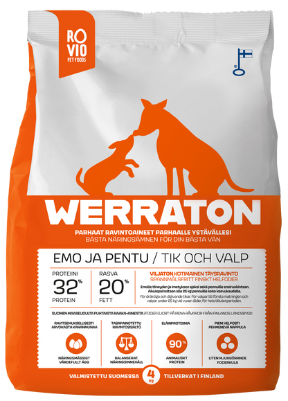 Werraton Emo ja Pentu koiran kuivaruoka 4 kg Nordic Pet Shop