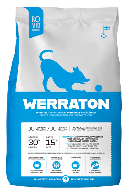 Werraton Juniori koiran kuivaruoka 9 kg Nordic Pet Shop