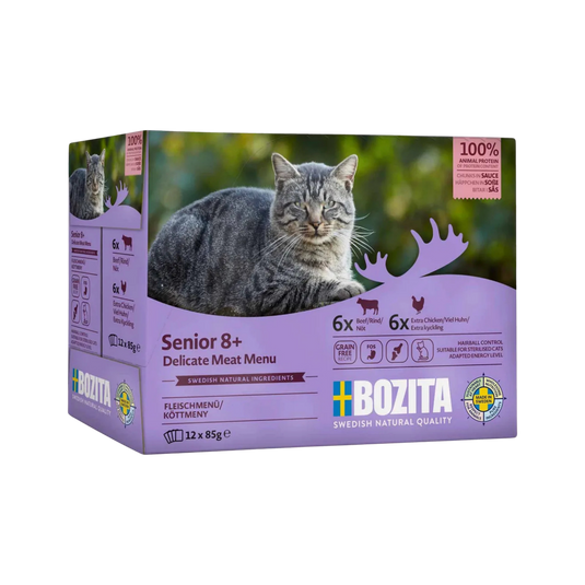 Bozita Feline Senior lihalajitelma - paloja kastikkeessa multipack 12 x 85 g Nordic Pet Shop