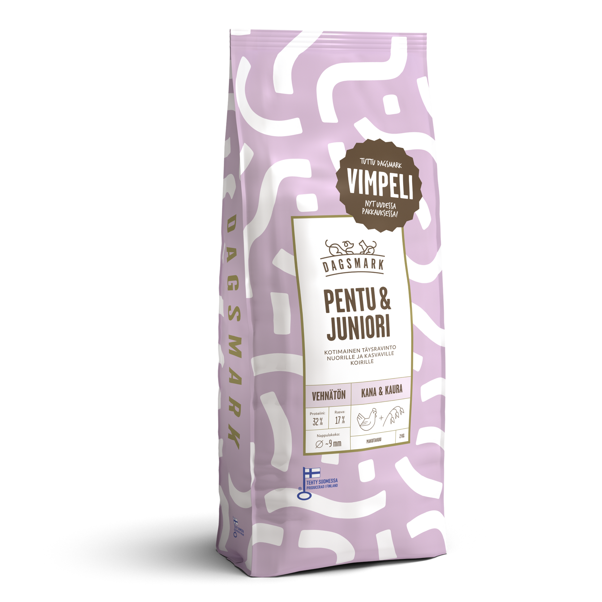 Dagsmark PENTU & JUNIORI vehnätön kana-kaura koiran kuivaruoka 2 kg Nordic Pet Shop
