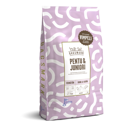 Dagsmark PENTU & JUNIORI vehnätön kana-kaura koiran kuivaruoka 10 kg Nordic Pet Shop