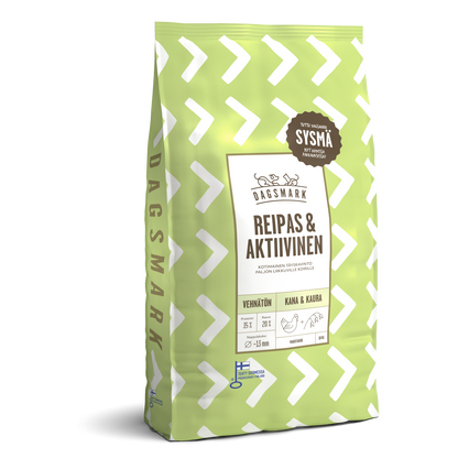 Dagsmark REIPAS & AKTIIVINEN vehnätön kana-kaura koiran kuivaruoka 10 kg Nordic Pet Shop
