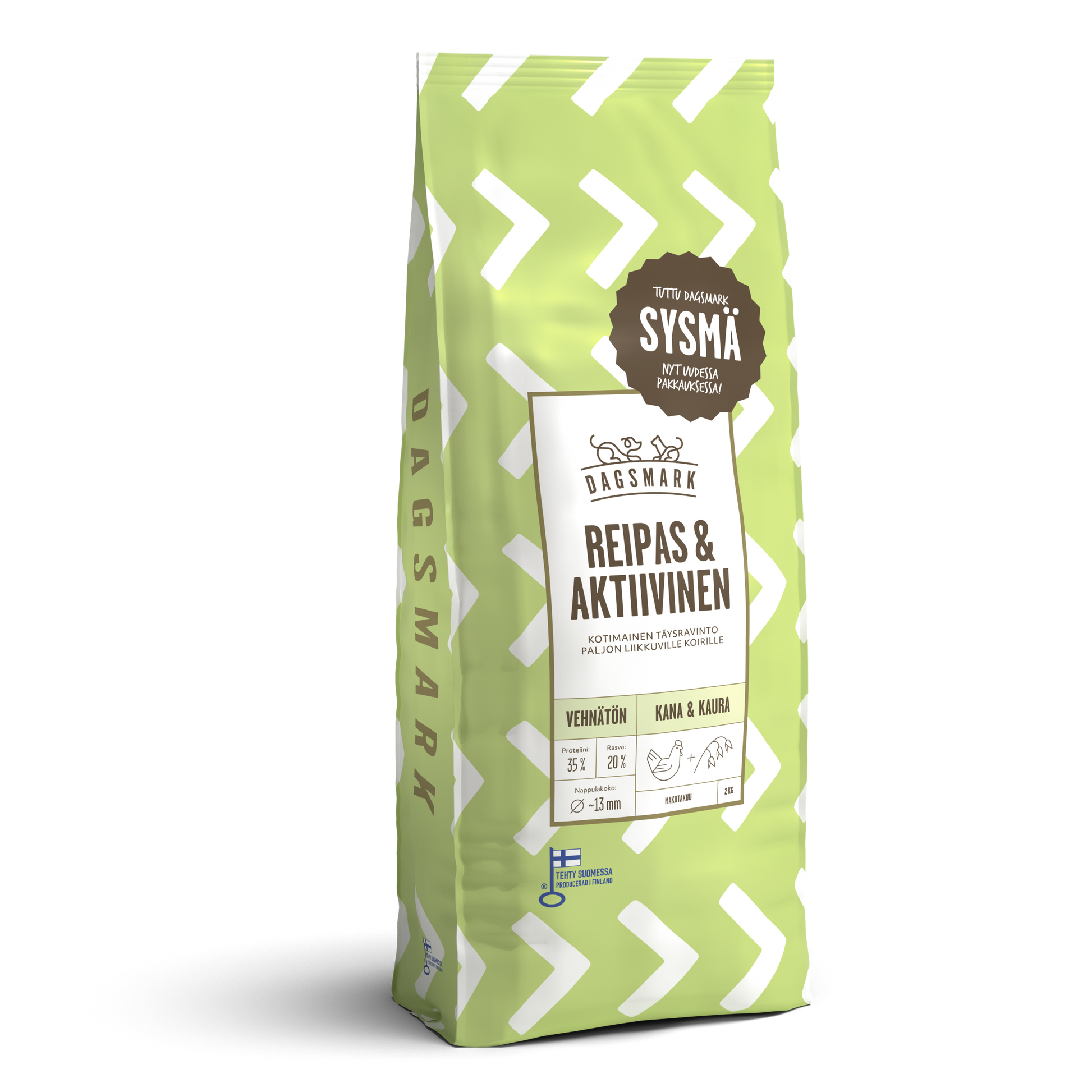 Dagsmark REIPAS & AKTIIVINEN vehnätön kana-kaura koiran kuivaruoka 2 kg Nordic Pet Shop