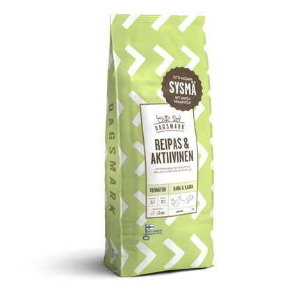 Dagsmark REIPAS & AKTIIVINEN vehnätön kana-kaura koiran kuivaruoka 2 kg Nordic Pet Shop