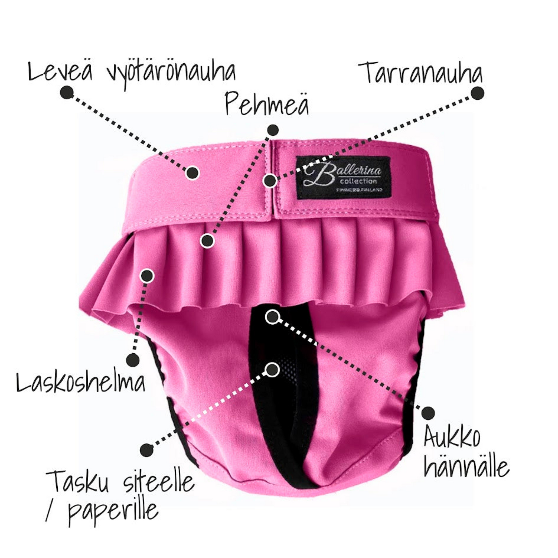 FINNERO BALLERINA pestävät juoksuhousut koiralle, pinkki Nordic Pet Shop