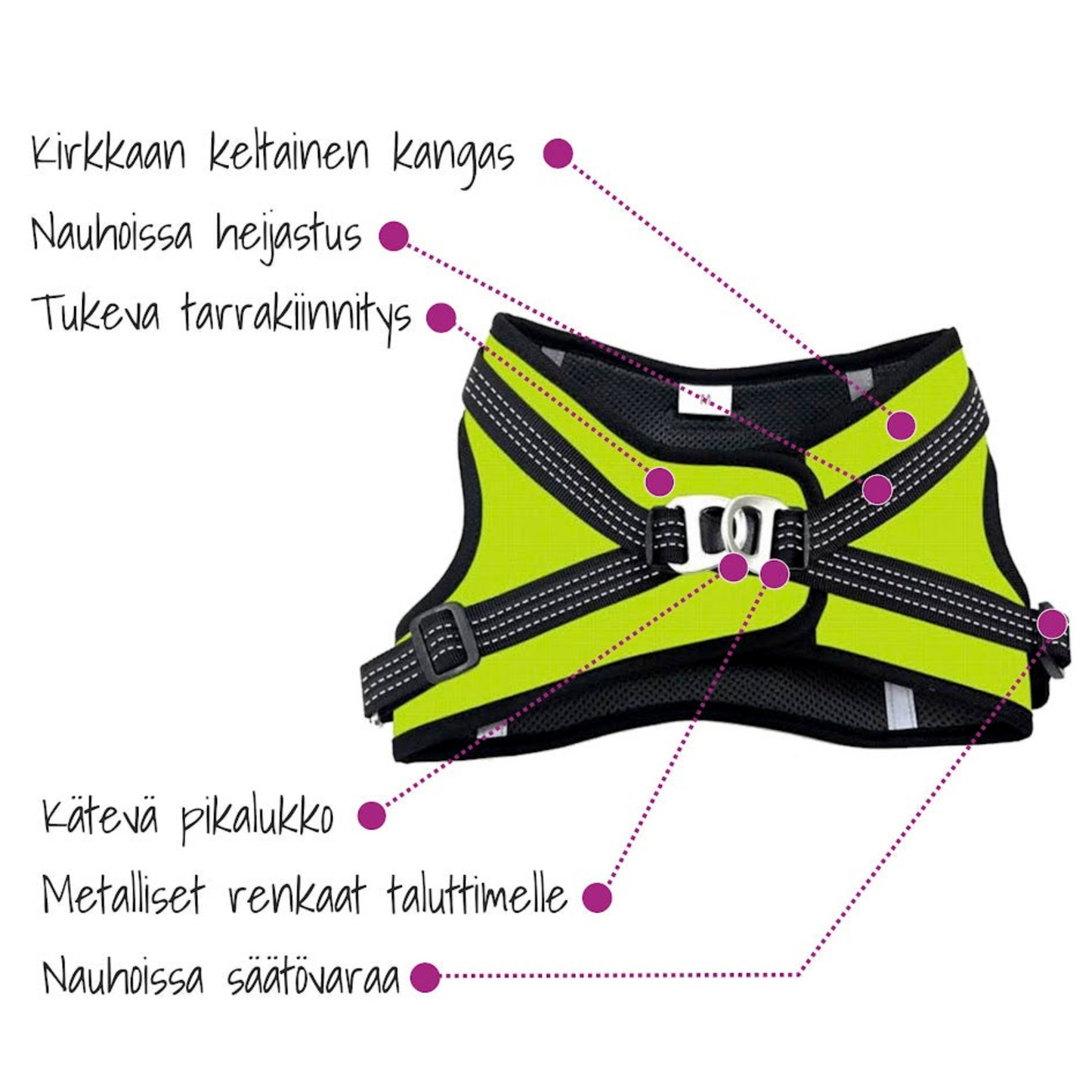 FINNERO HALI -liivivaljas pienille lemmikeille, musta/keltainen Nordic Pet Shop