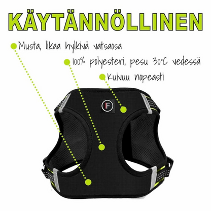 FINNERO HALI -liivivaljas pienille lemmikeille, musta/keltainen Nordic Pet Shop