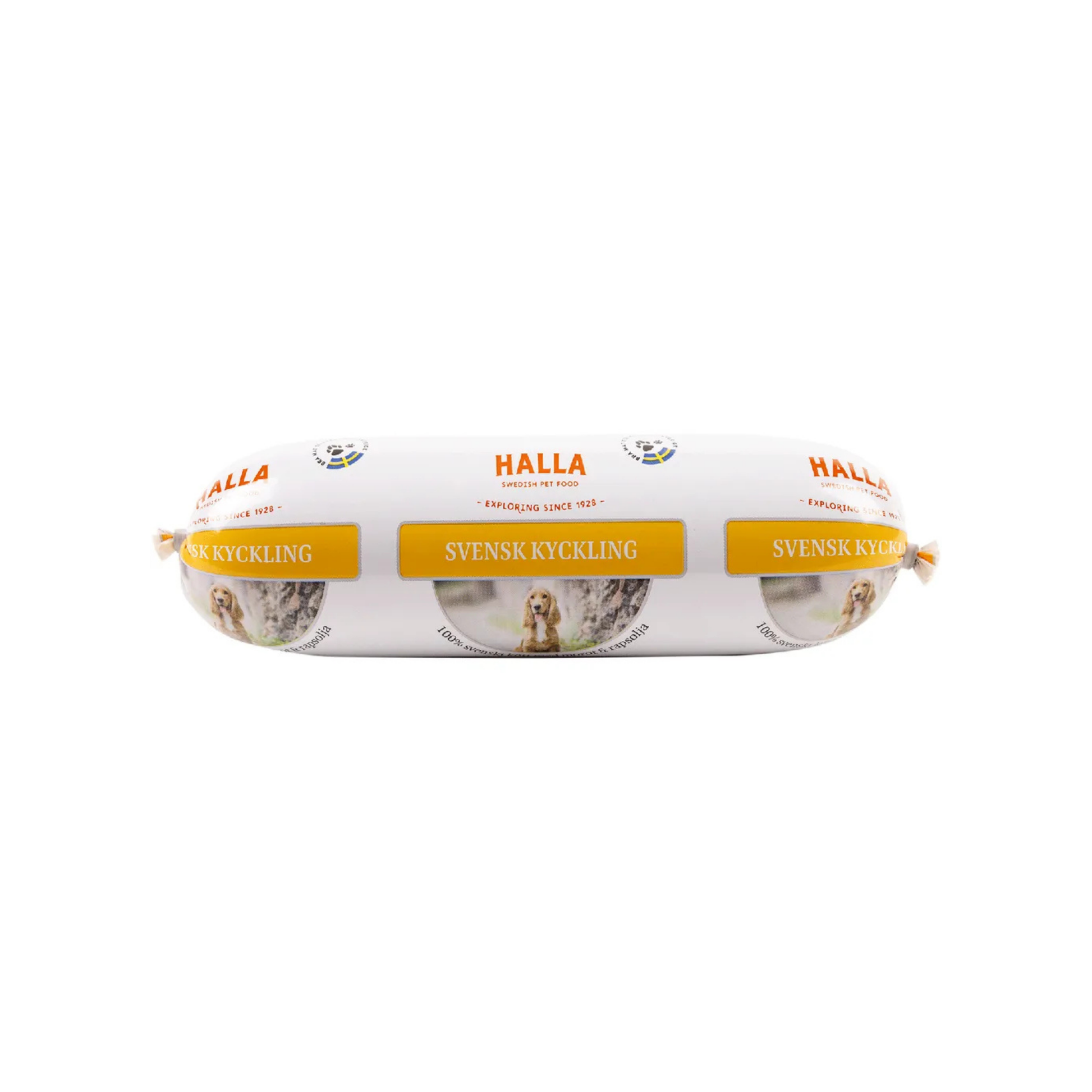 Halla Kyckling kanan makuinen viljaton koiranmakkara 650 g Nordic Pet Shop