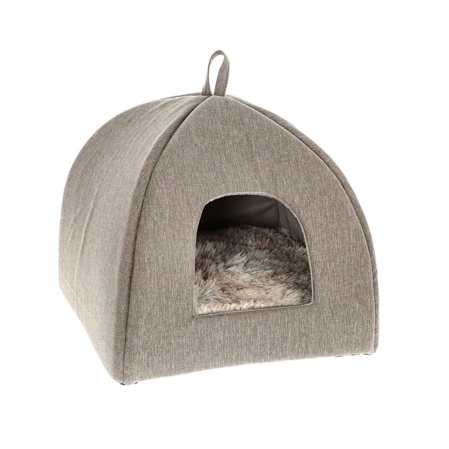 iglun muotoinen kankainen pesä lemmikille, karvainen pohja