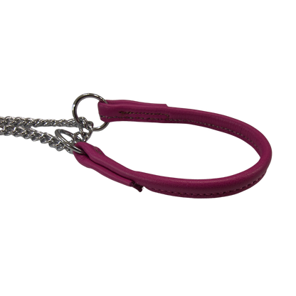 JOKKE Petit -puolikiristävä nahkapanta, fuxia Nordic Pet Shop
