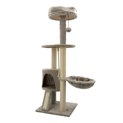 Dogman Kloremøbel Bosse -kiipeilypuu kissalle 110 cm, harmaa/beige Nordic Pet Shop