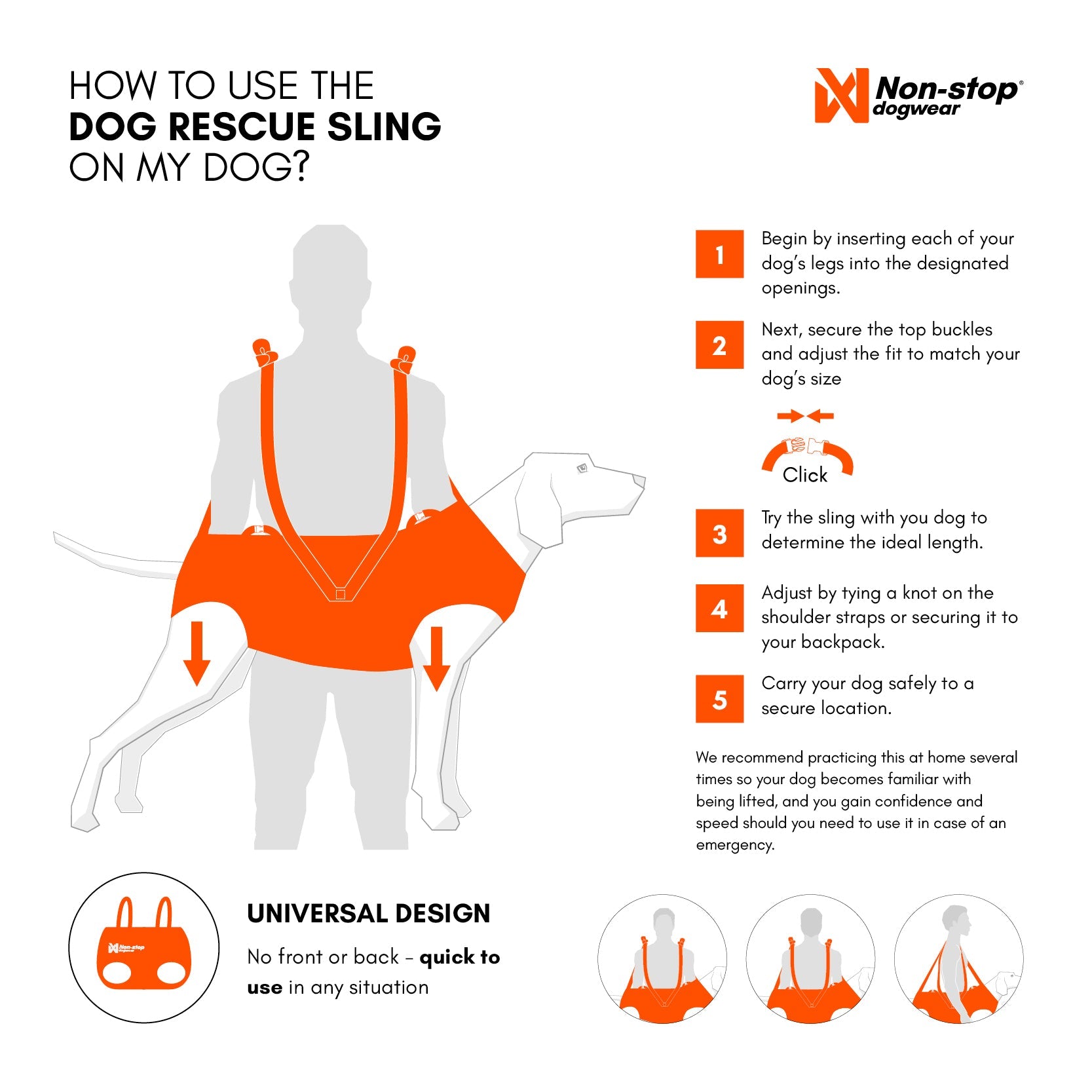 Non-stop Dog rescue sling koirankantoliina Nordic Pet Shop