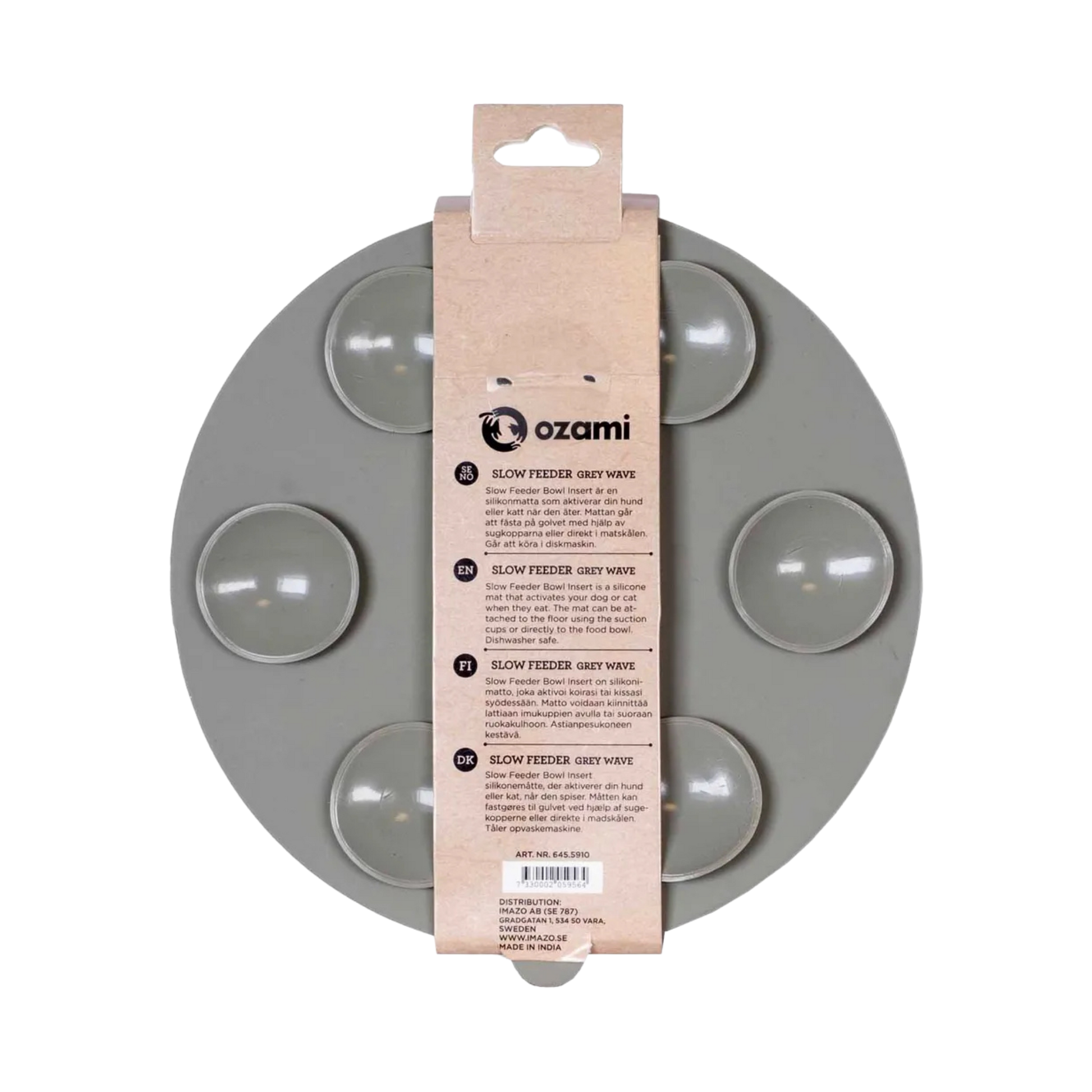 Ozami Slow Feeder Bowl Insert wave, harmaa Nordic Pet Shop