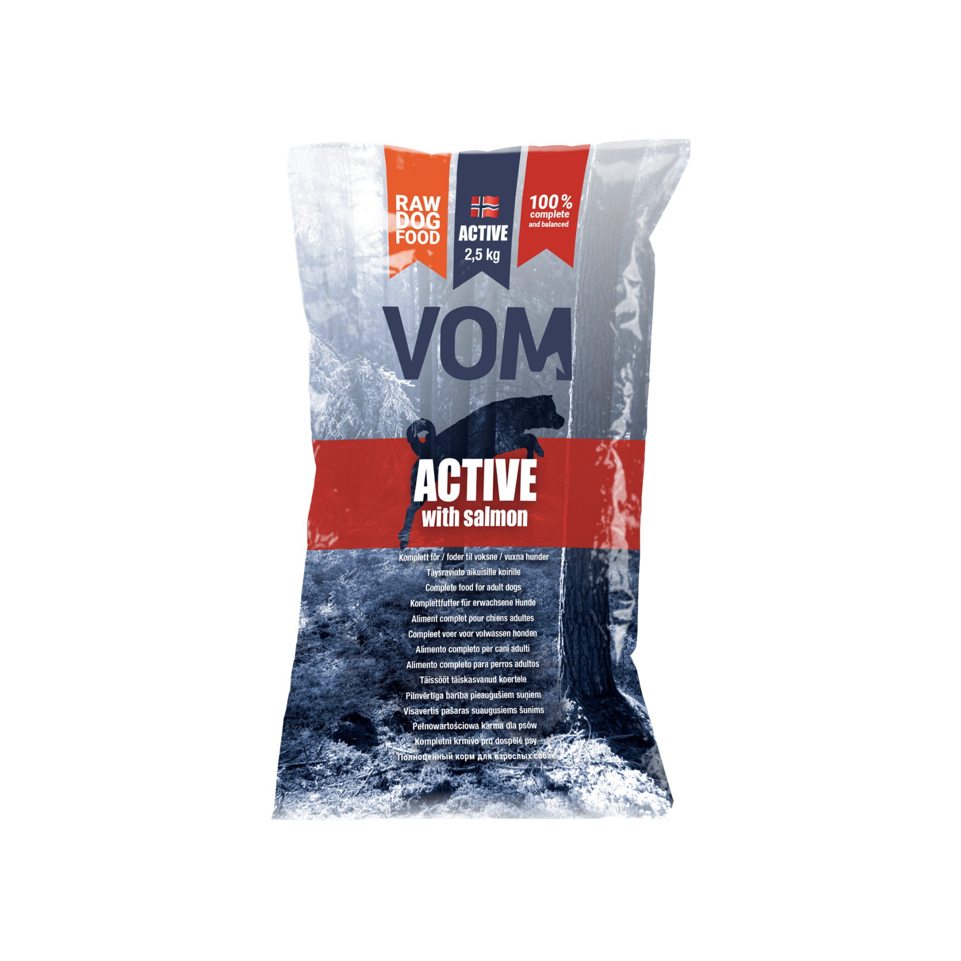 VOM Active Lohella 4 x 2,5 kg, raakaruokapullat Nordic Pet Shop