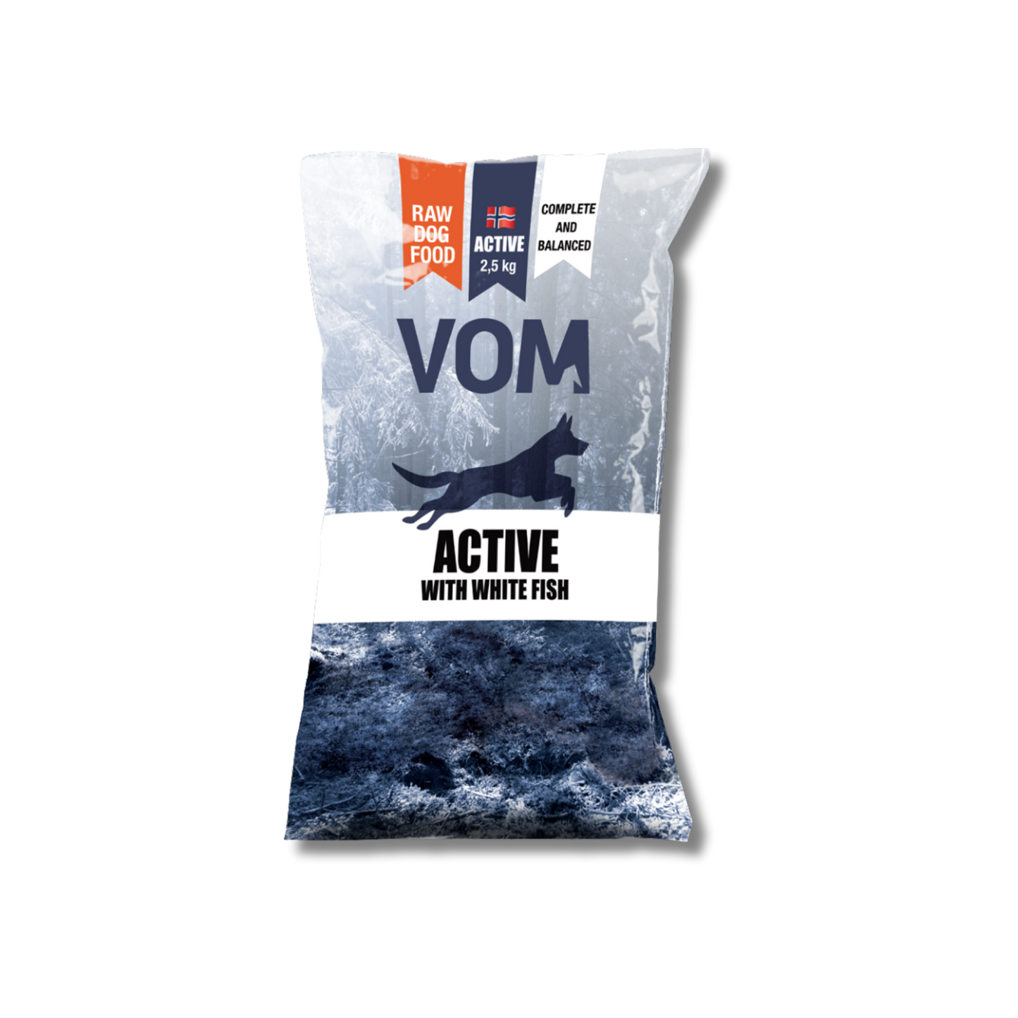 VOM Active Valkoinen kala 4 x 2,5 kg, raakaruokapullat Nordic Pet Shop