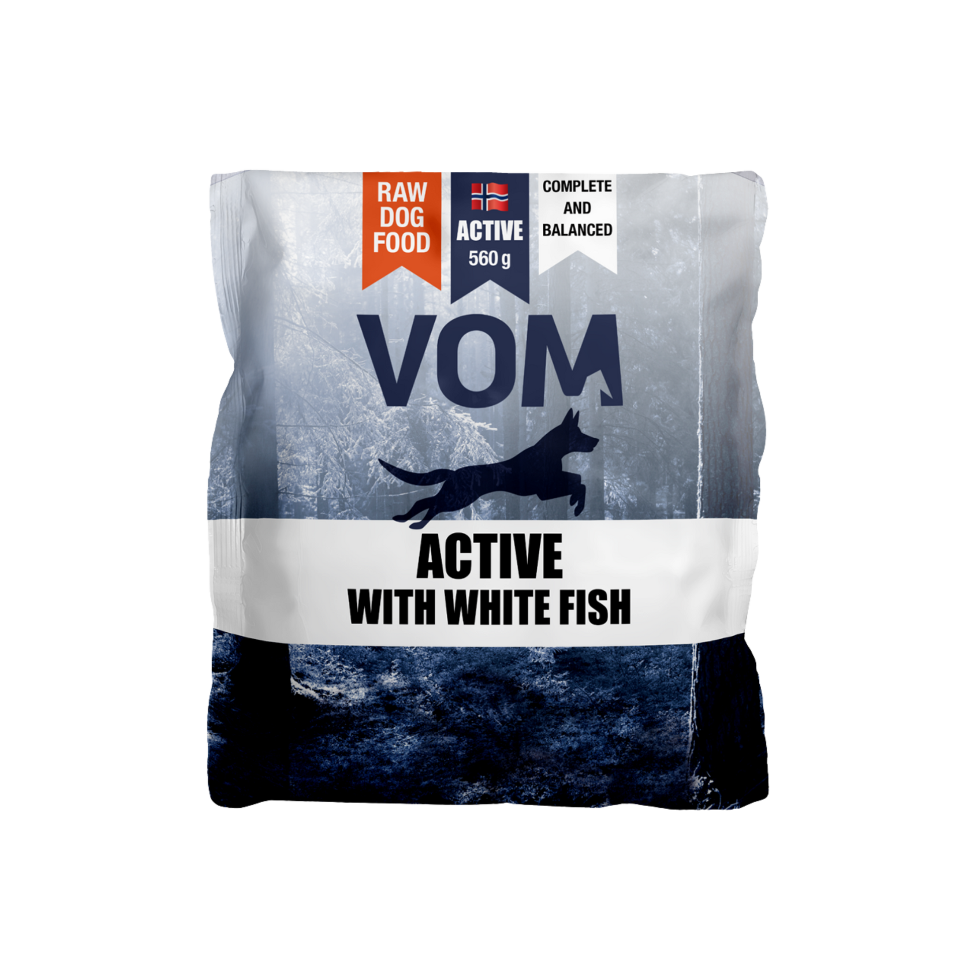 VOM Active Valkoinen kala 560 g, raakaruokapullat Nordic Pet Shop
