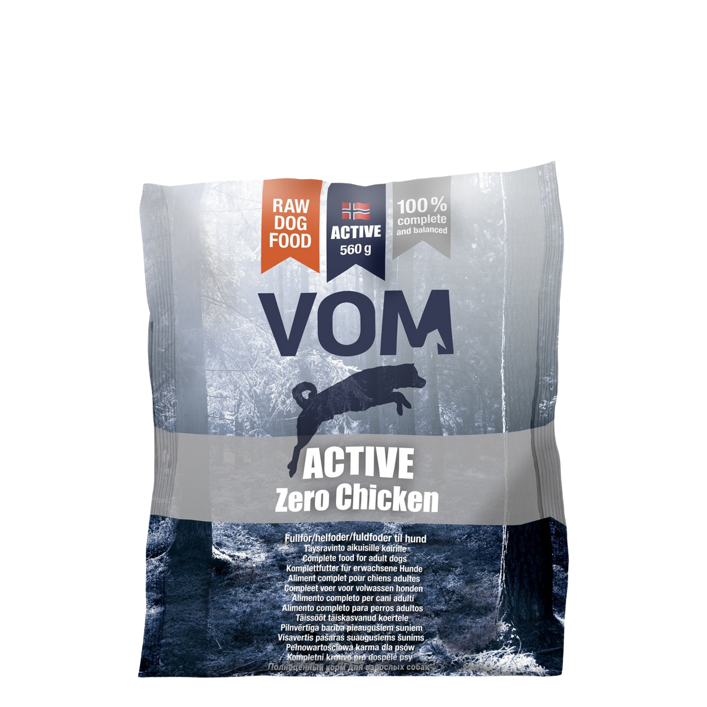 VOM Active Zero Chicken / Kanaton täysravinto 560 g, raakaruokapullat Nordic Pet Shop