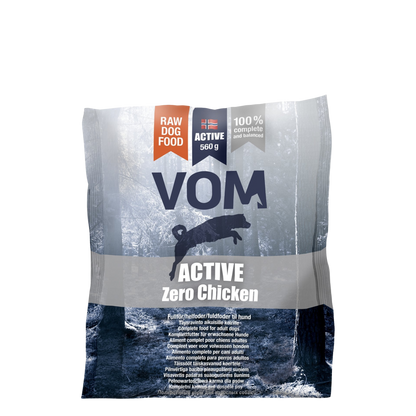 VOM Active Zero Chicken / Kanaton täysravinto 560 g, raakaruokapullat Nordic Pet Shop