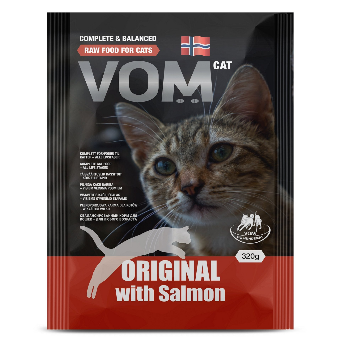 VOM Kissan täysravinto kana-lohi 320 g, raakaruokapullat Nordic Pet Shop