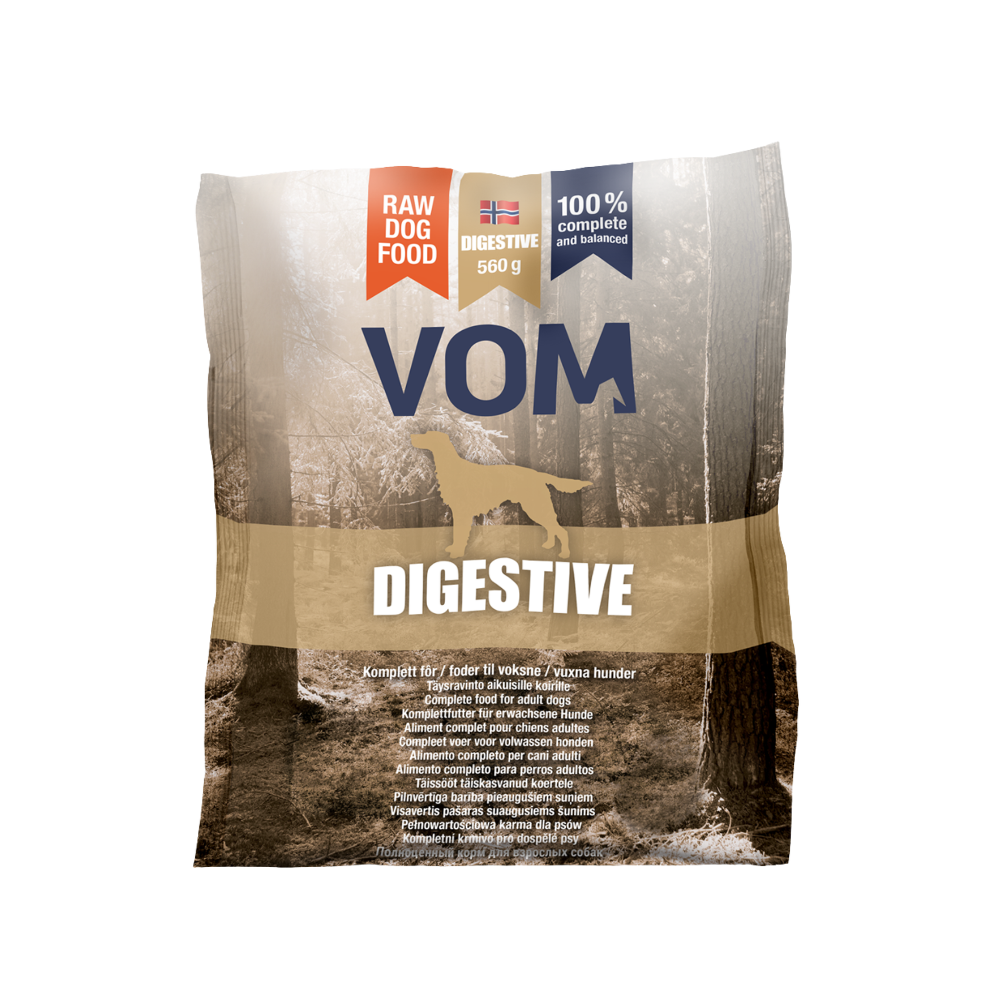 VOM Digestive 560 g, raakaruokapullat Nordic Pet Shop
